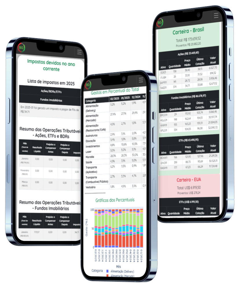 Prints do site no celular